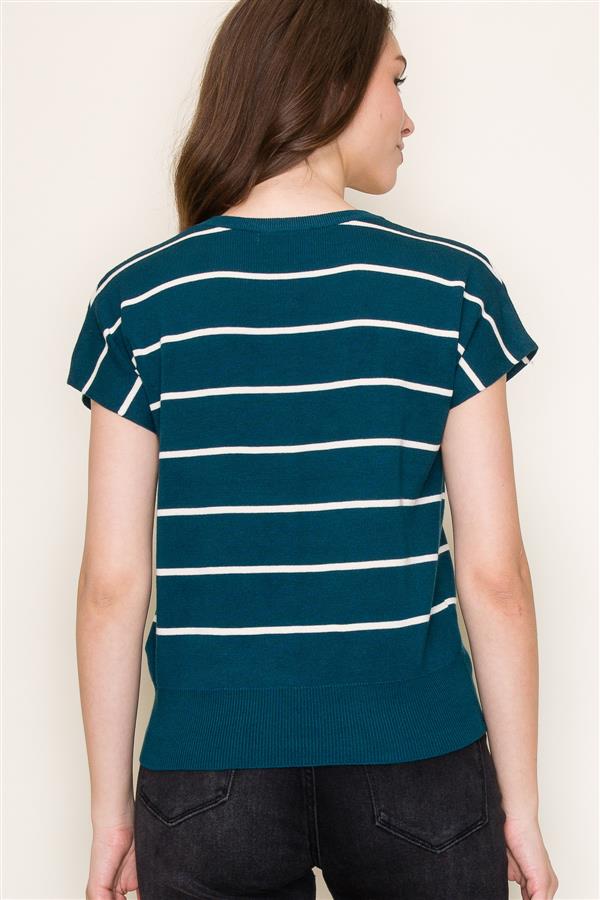 Striped Short Sleeve Sweater FINAL SALE