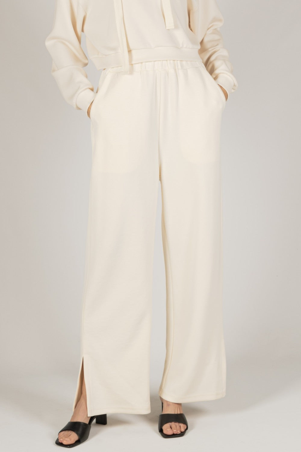 Modal Wide Leg Pants w/ Bottom Slits FINAL SALE