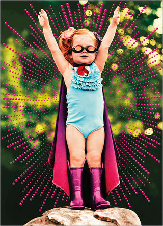 Birthday Greeting Card Little Girl Superhero
