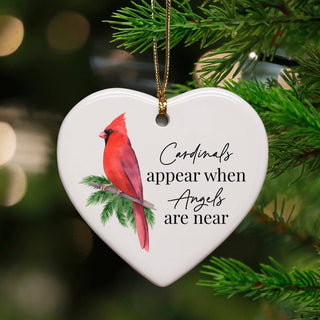 Cardinals Appear When Angels Are Near Ceramic Heart Ornament