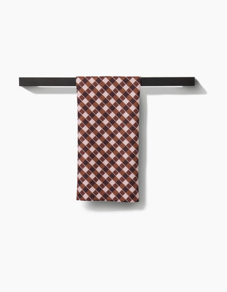 Geometry Cozy Autumn Days Tea Towel – Brown Gingham Kitchen Towel