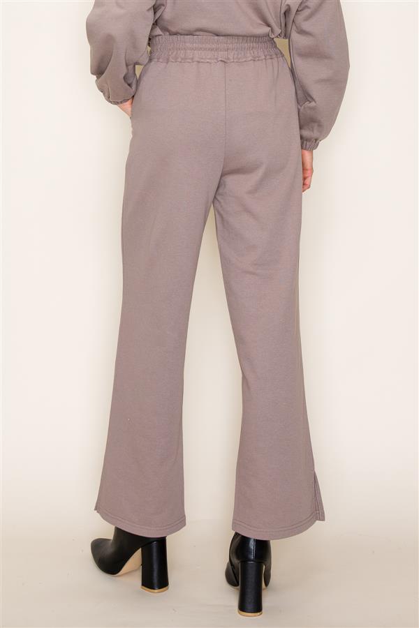 Solid Color Wide Leg Terry Pants