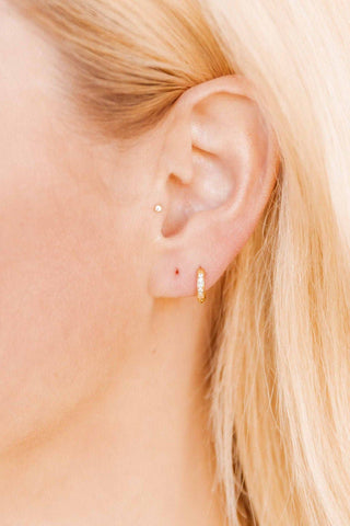 Pasadena CZ Stud & Huggie Hoop Gold Tone Earring Set