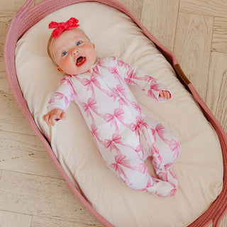 Bow My Gosh Bamboo Zip-Up Footie