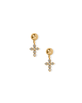 Millie CZ Cross Drop Screwback Earrings – Gold Tone