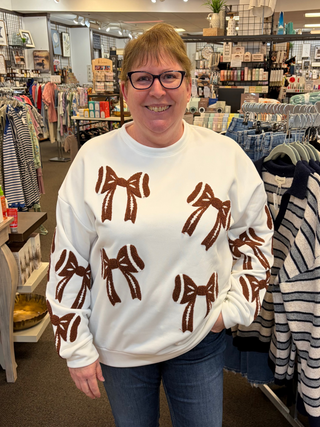Gameday Football Bow Long Sleeve Top