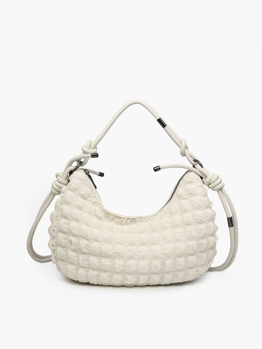 Nelly Quilted Puffy Shoulder Bag w/ Knotted Strap