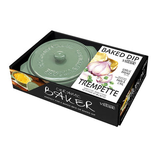 Green Ceramic Baker Gift Set - Garlic Bread Baked Dip