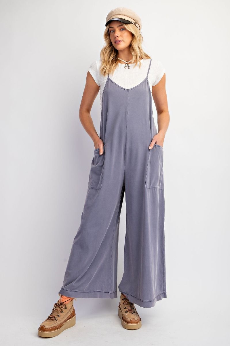 Mineral Washed Wide Leg Jumpsuit