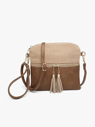 Tara Corduroy Double Zip Crossbody/Wristlet