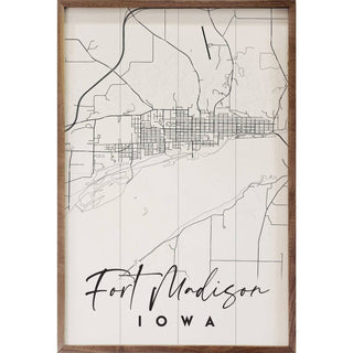 Personalized City State Coordinates Map White