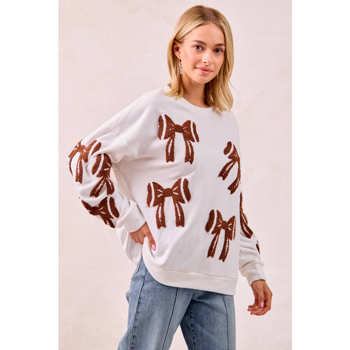 Gameday Football Bow Long Sleeve Top