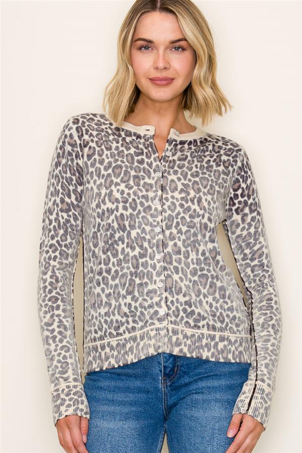 Leopard Print Cardigan Sweater