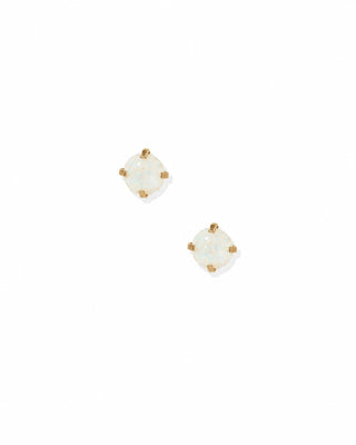 Venus White Opal Gold Screwback Stud Earrings