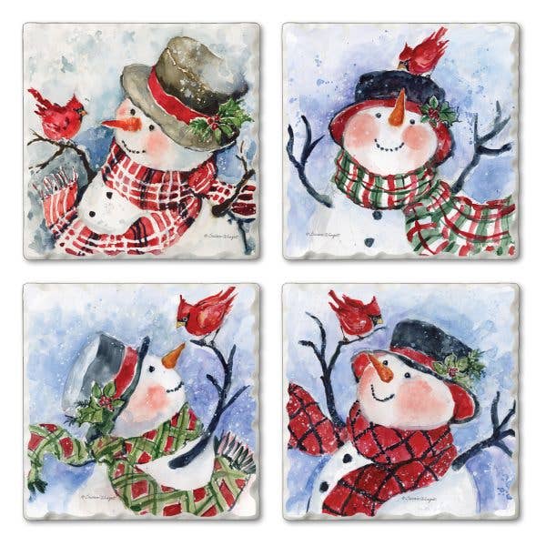 Watercolor Snowman Coaster 4 Pk
