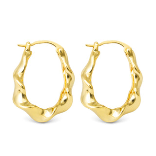 Hailey Polished Twisted Oval Hoops - Gold