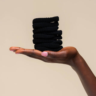 Recycled Fabric Ribbed Hair Elastics 10pc Set - Black