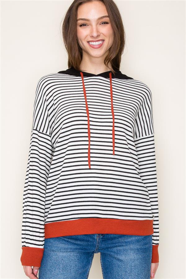 Striped Hoodie Top