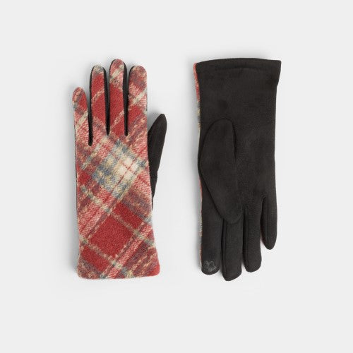 Red Plaid Touchscreen Gloves