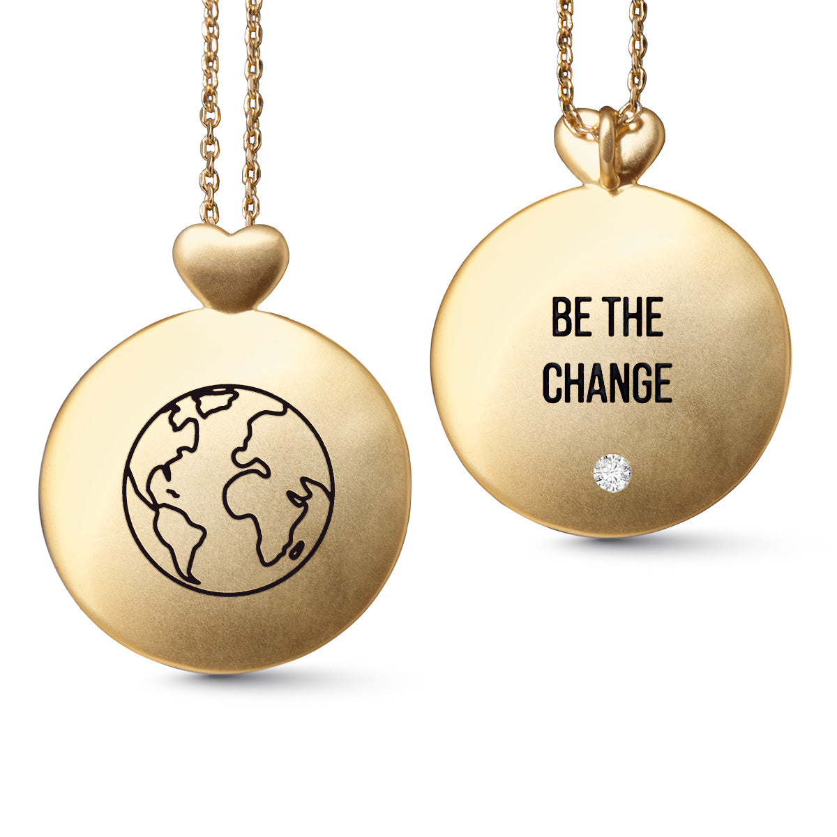 Gold Necklace w/ Be The Change Pendant