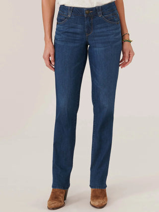 Petite Indigo Wash Straight Leg Denim