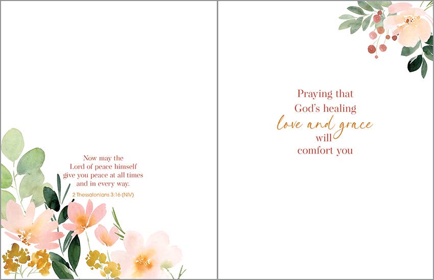 With Scripture Sympathy Card - Coral Blossoms