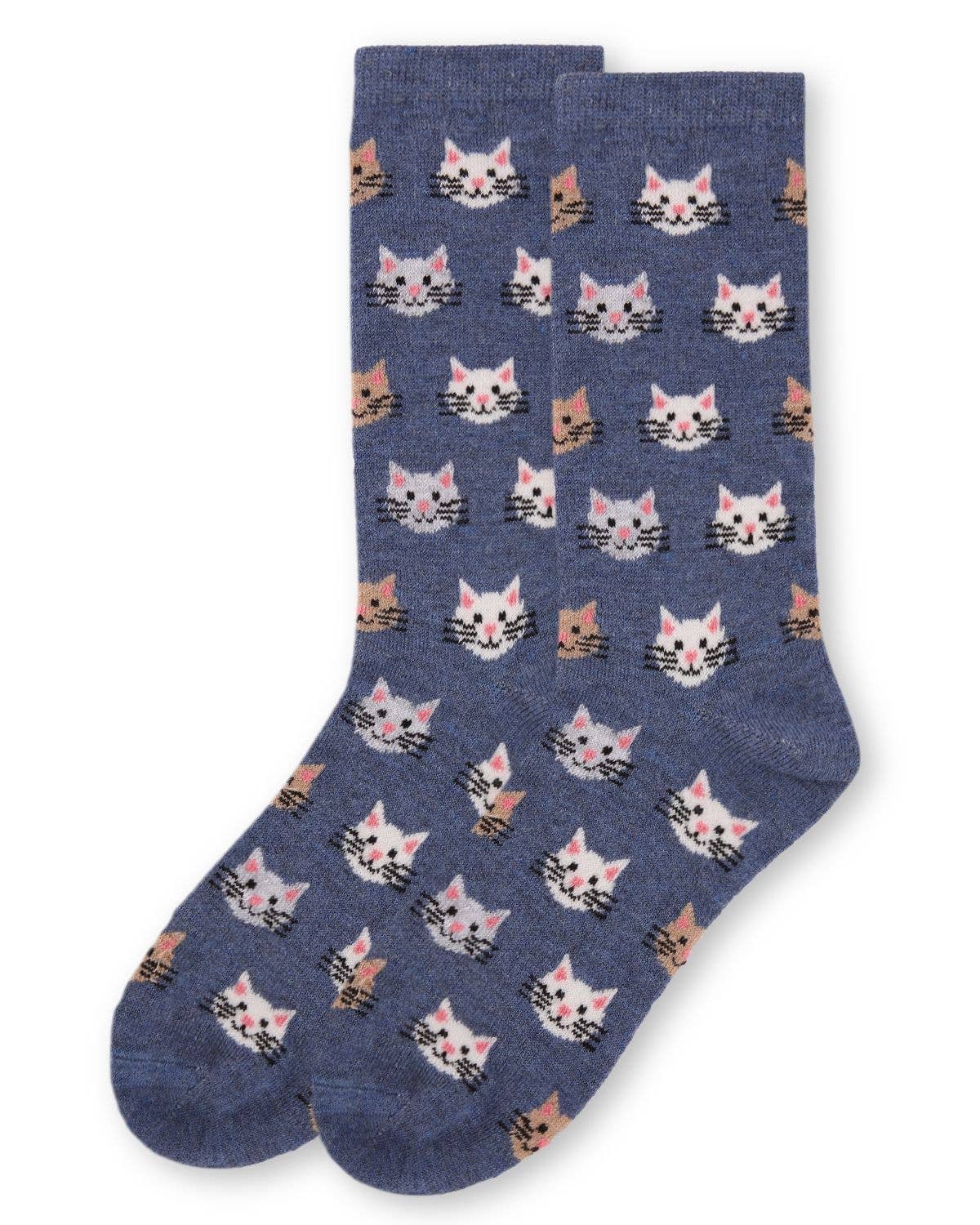 Cat Face Cashmere Women's Crew Socks