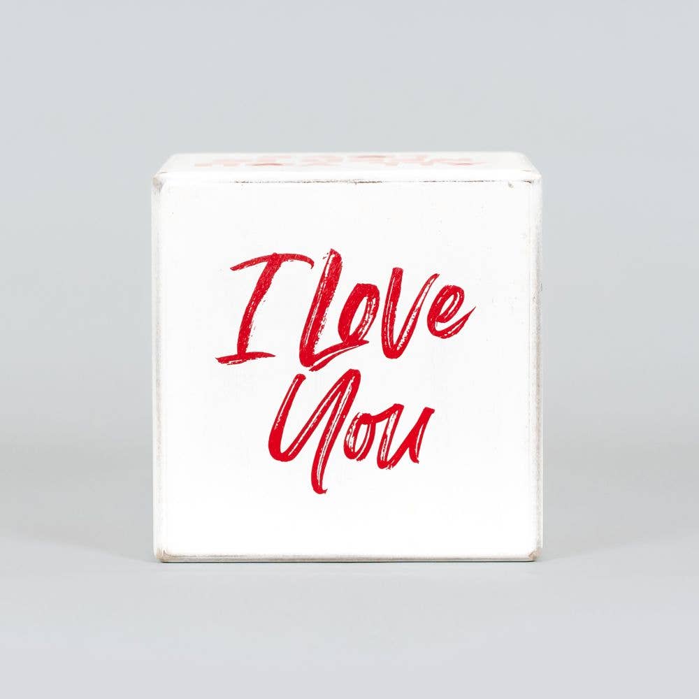 Valentine Wood Cube Decor