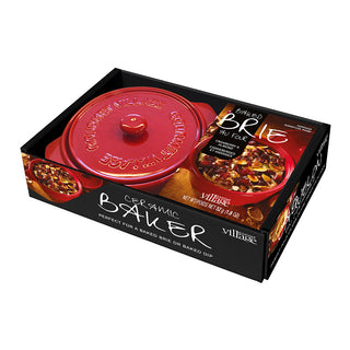 Red Ceramic Brie Baker Gift Set - Cranberry & Almond
