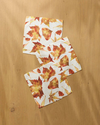 Geometry Painted Fall Dishcloth Set 3-Pack | Watercolor Maple Leaf
