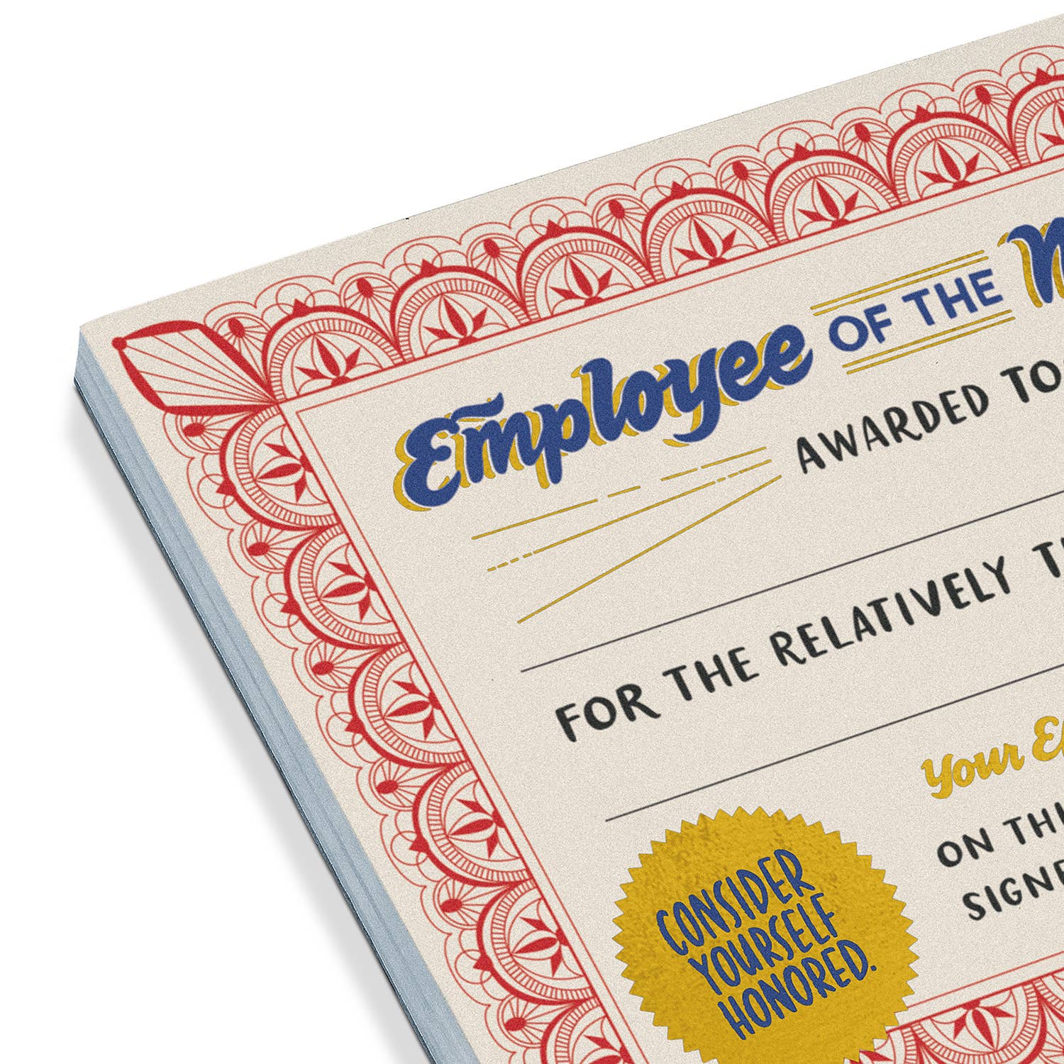 Employee of the Moment Certificate Notepad
