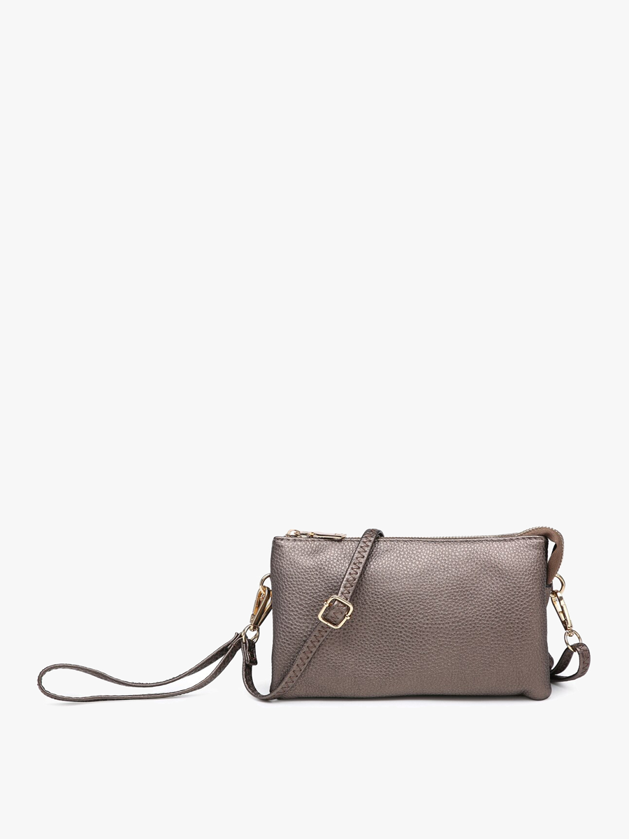 Riley Solid Color 3 Compartment Crossbody/Wristlet