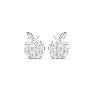 Silver CZ Apple Stud Earrings