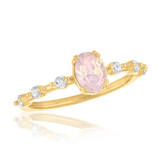 Gold Rose Water Opal Oval Ring