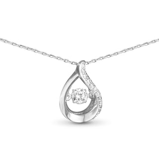 Teardrop Necklace With Floating CZ-Silver