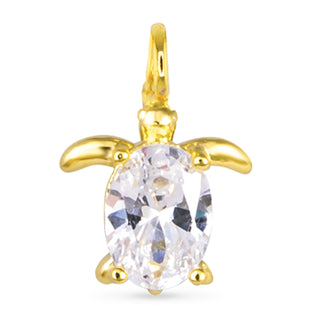 Gold Turtle Charm with Clear CZ Stone