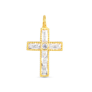Gold CZ Cross Charm