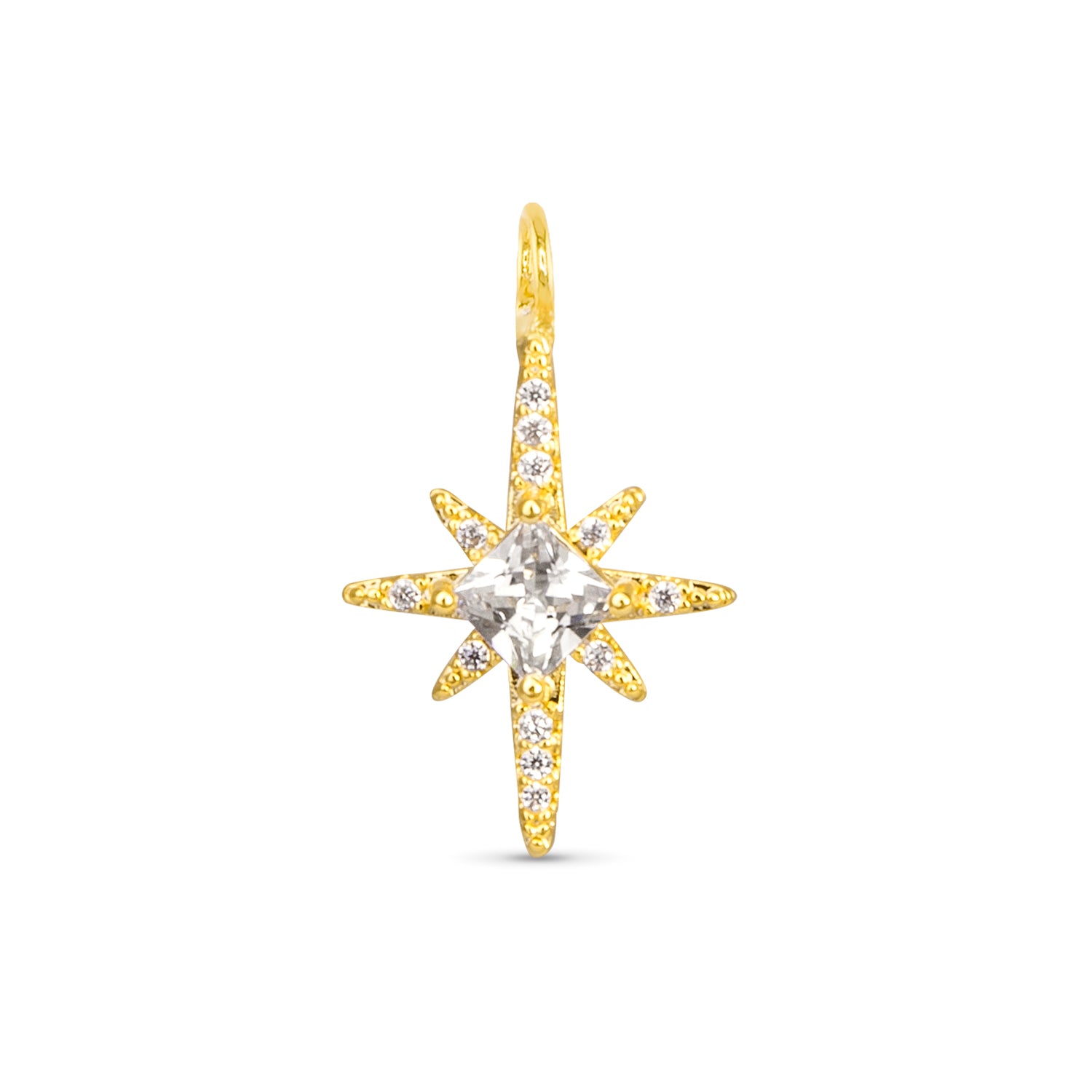 Gold CZ North Star Necklace Charm