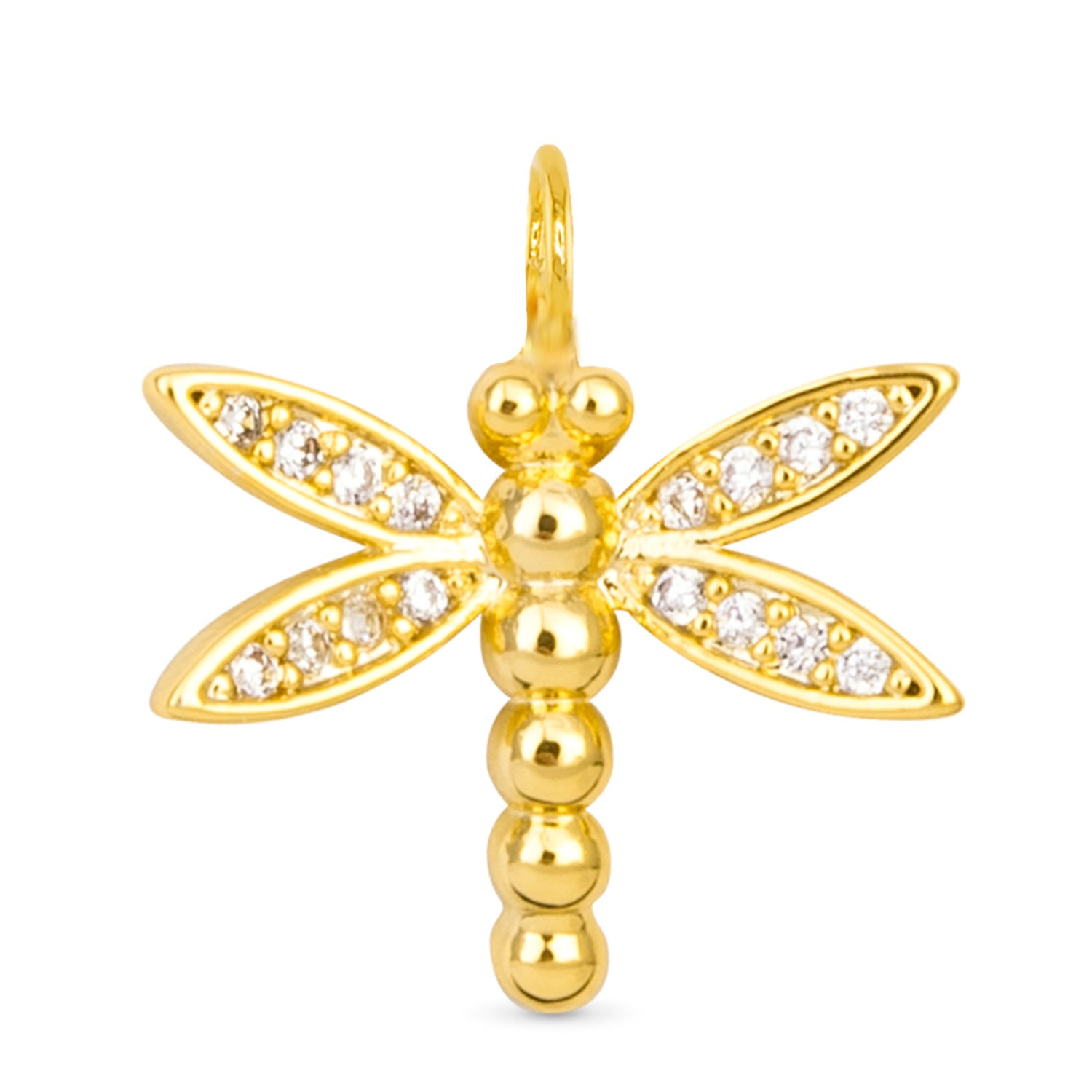 Gold CZ Dragonfly Necklace Charm