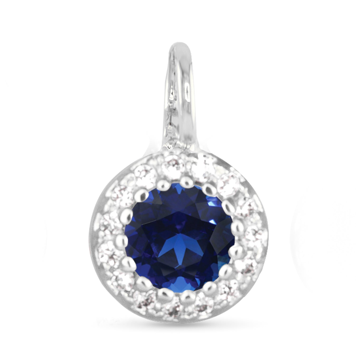 Silver Blue CZ Halo Necklace Charm