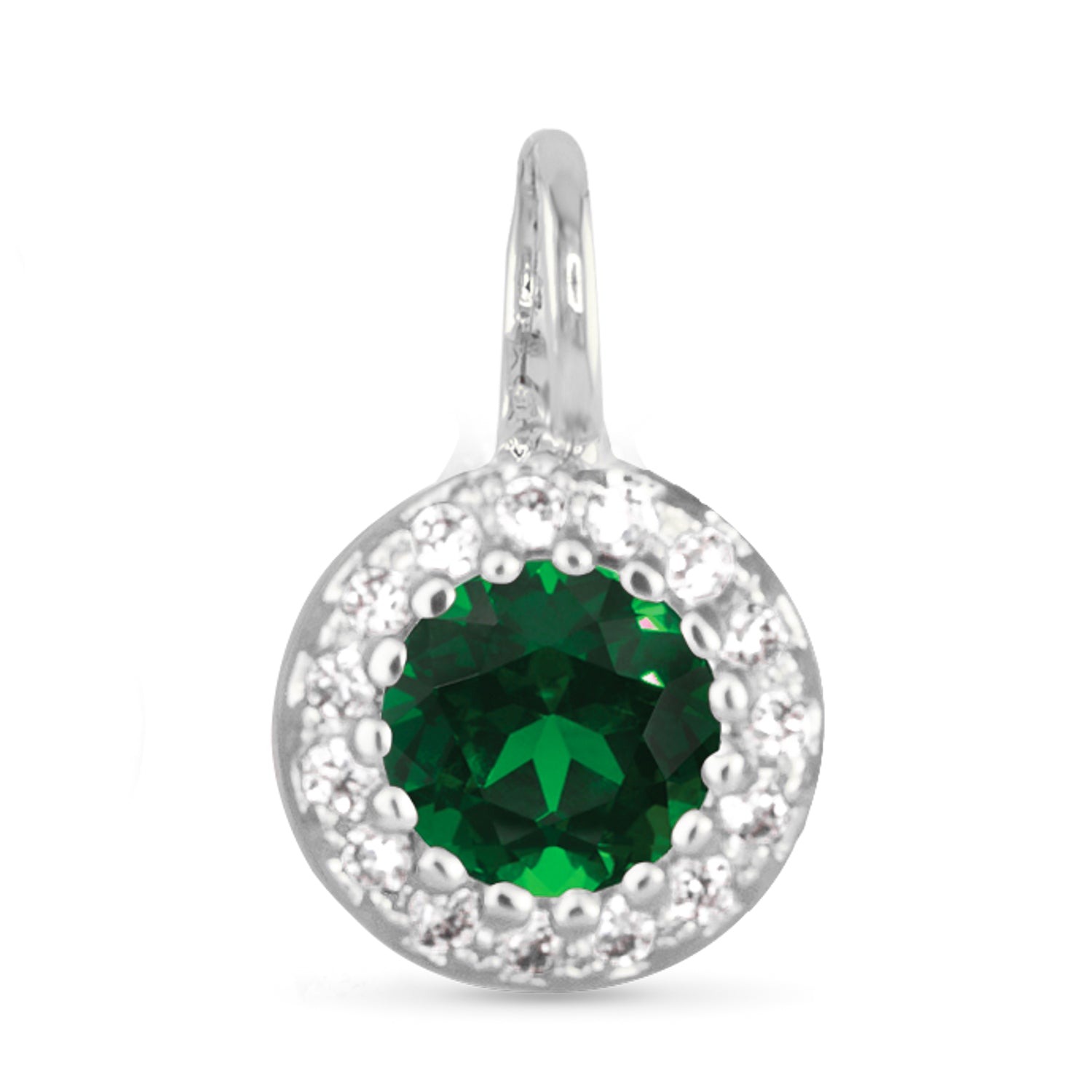 Silver Green CZ Halo Necklace Charm