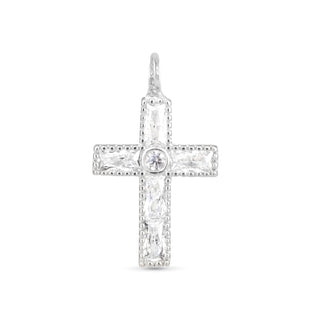 Silver-Dipped CZ Cross Charm