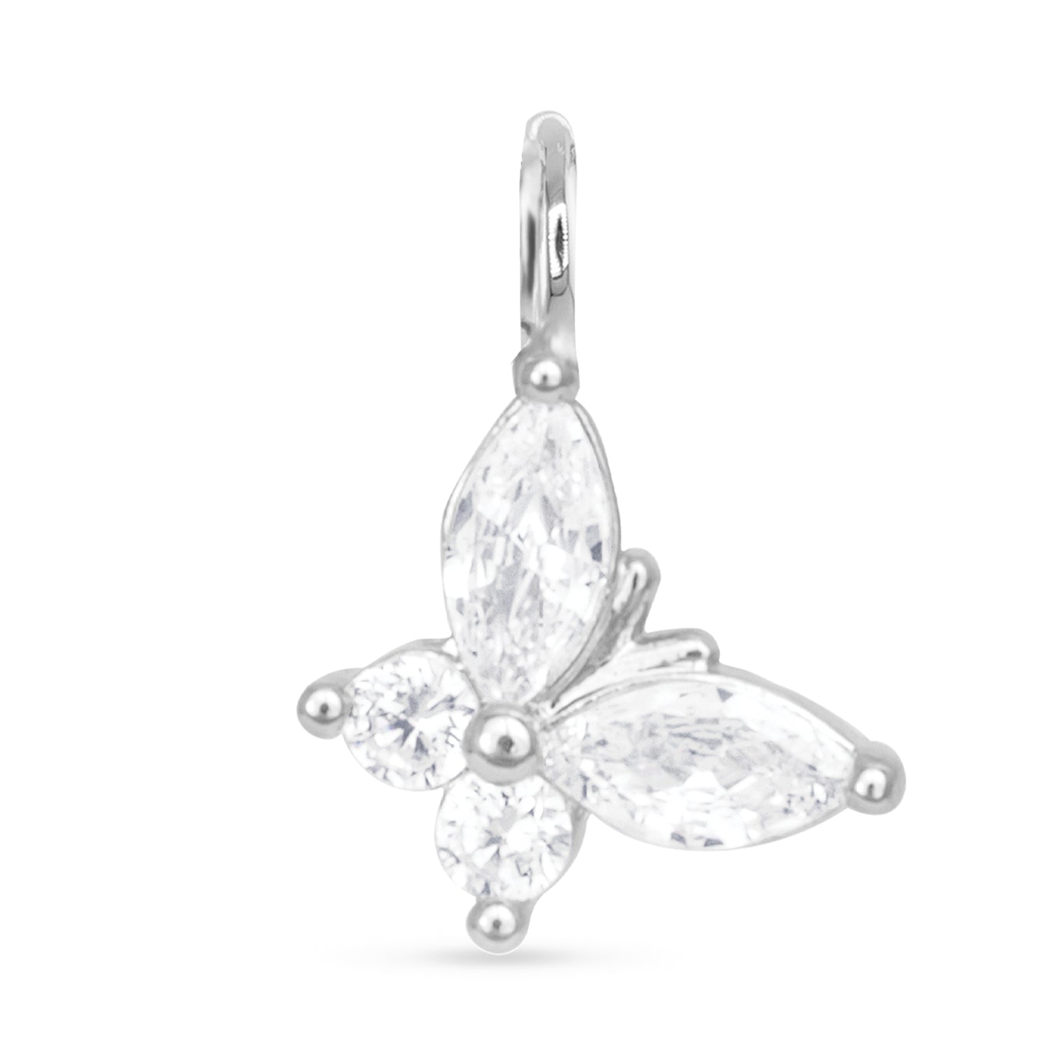 CZ Butterfly Charm - Silver