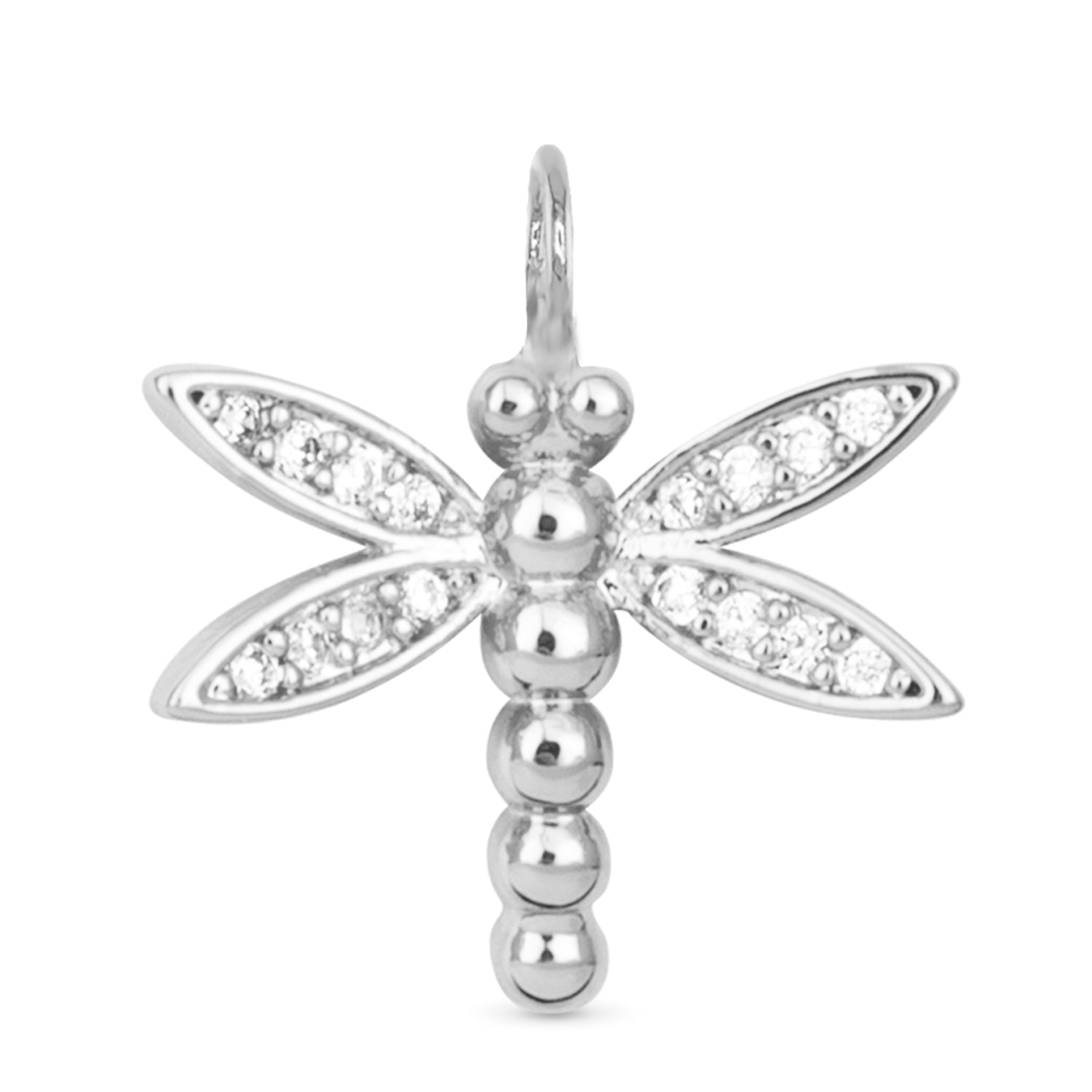 Silver CZ Dragonfly Necklace Charm