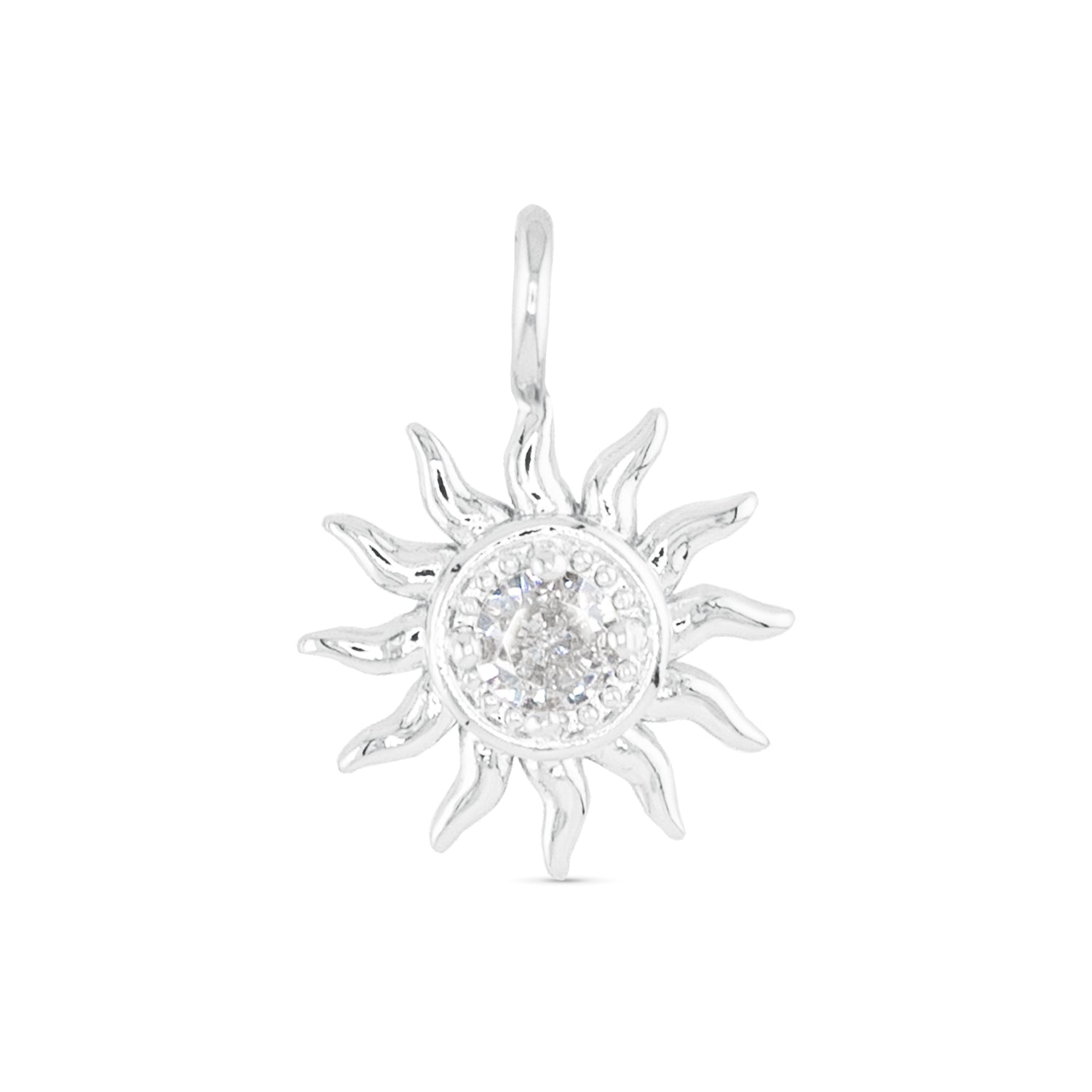 CZ Sun Charm - Silver