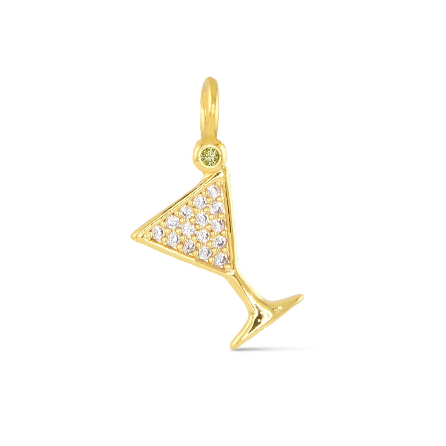 Gold CZ Martini Necklace Charm