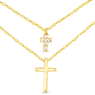 Double Cross 18K Gold-Dipped Layered Necklace