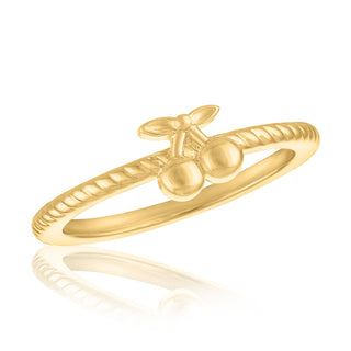Gold Cherry Bow Stack Ring