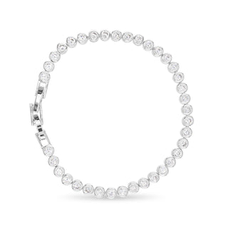 Silver CZ Solitaire Bezel Tennis Bracelet