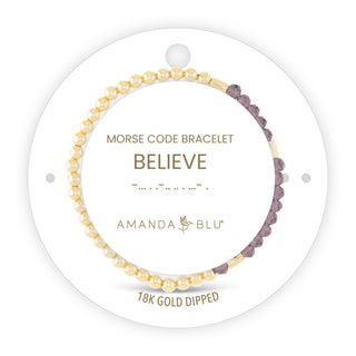 Believe Morse Code Stretch Bracelet, 18K Gold-Dipped